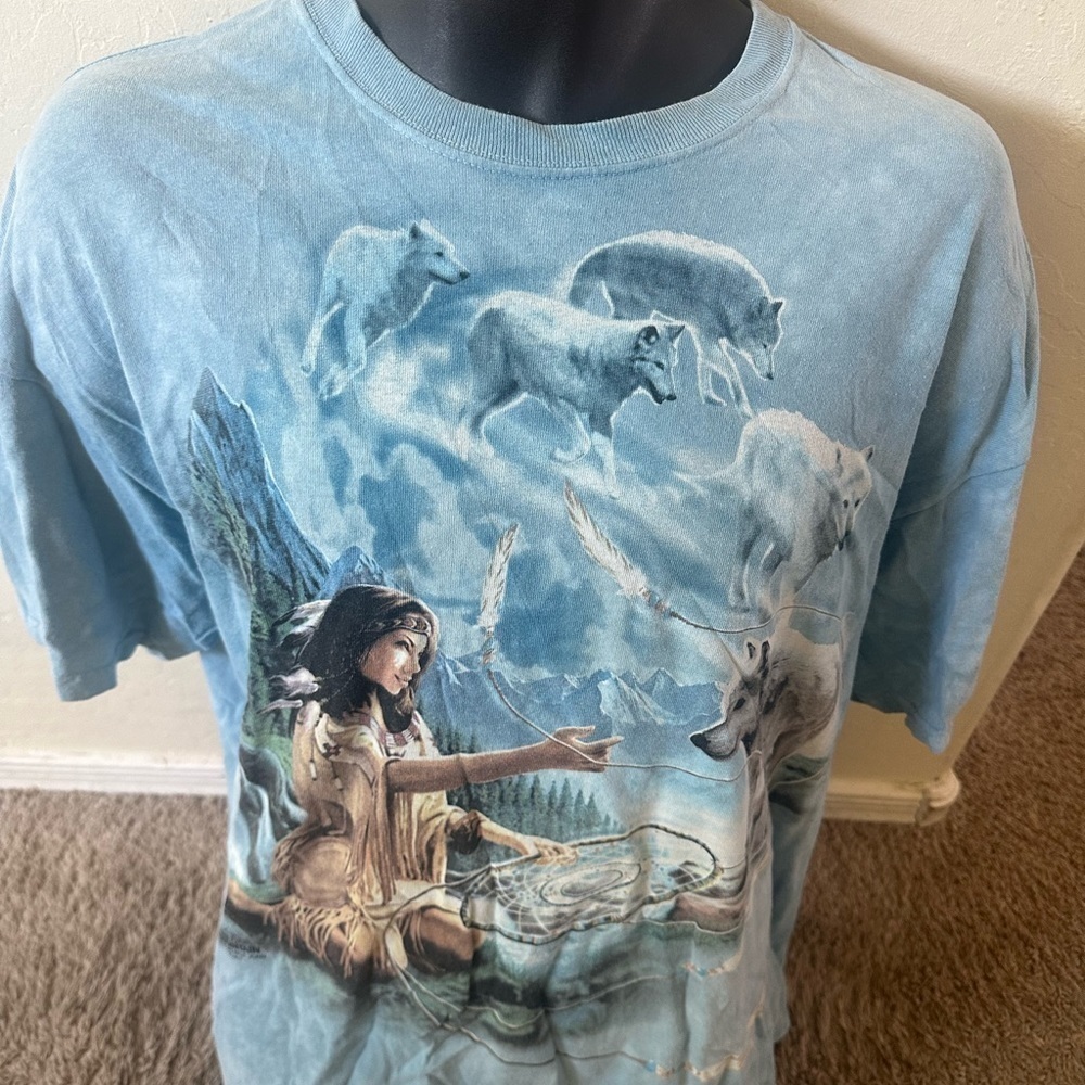 Vtg The Mountain Meiklejohn 2001 Native Woman Wolf Spirit Oklahoma T-Shirt XL - Picture 2 of 4